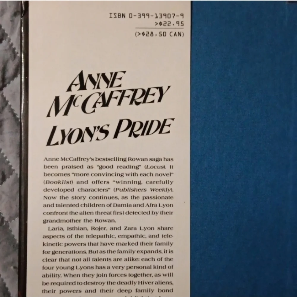 1994 Lyon's Pride Hardcover By Anne McCaffrey Science Fiction Fantasy Book
